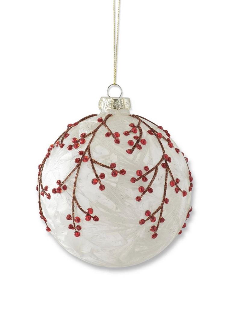 FROSTED WHITE & JEWELED BERRY ORNAMENT
