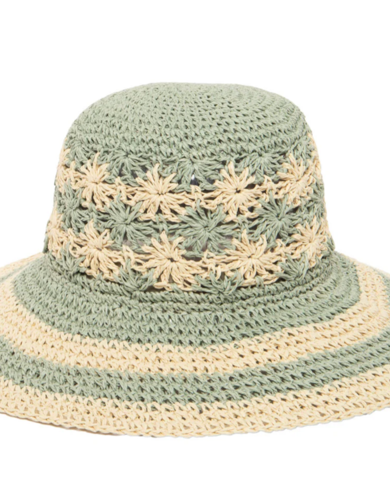 SAN DIEGO HAT COMPANY Striped & Floral Crochet Bucket Hat