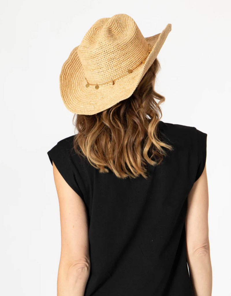 SAN DIEGO HAT COMPANY INES CROCHET RAFFIA CATTLEMAN'S HAT