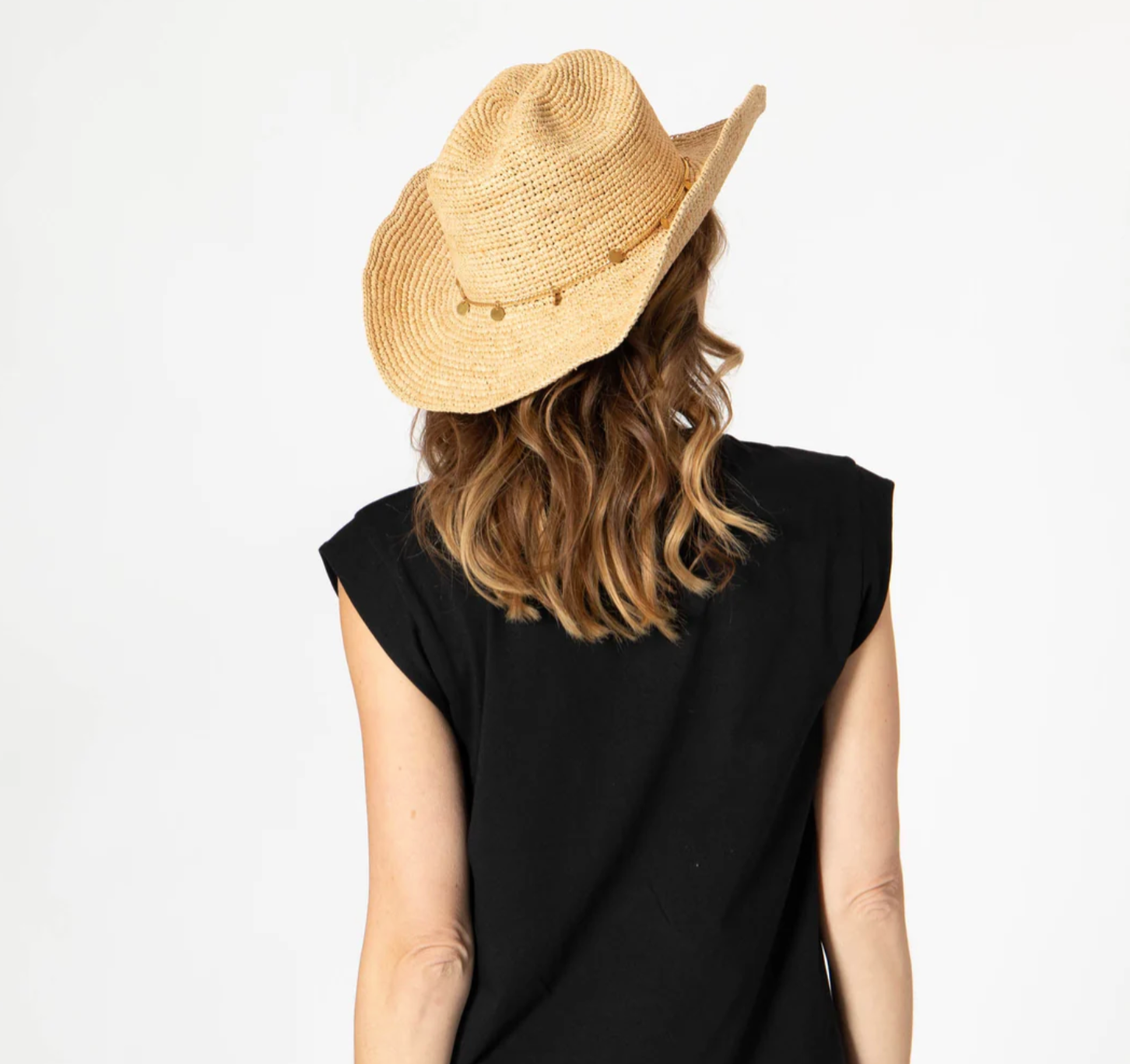 SAN DIEGO HAT COMPANY INES CROCHET RAFFIA CATTLEMAN'S HAT