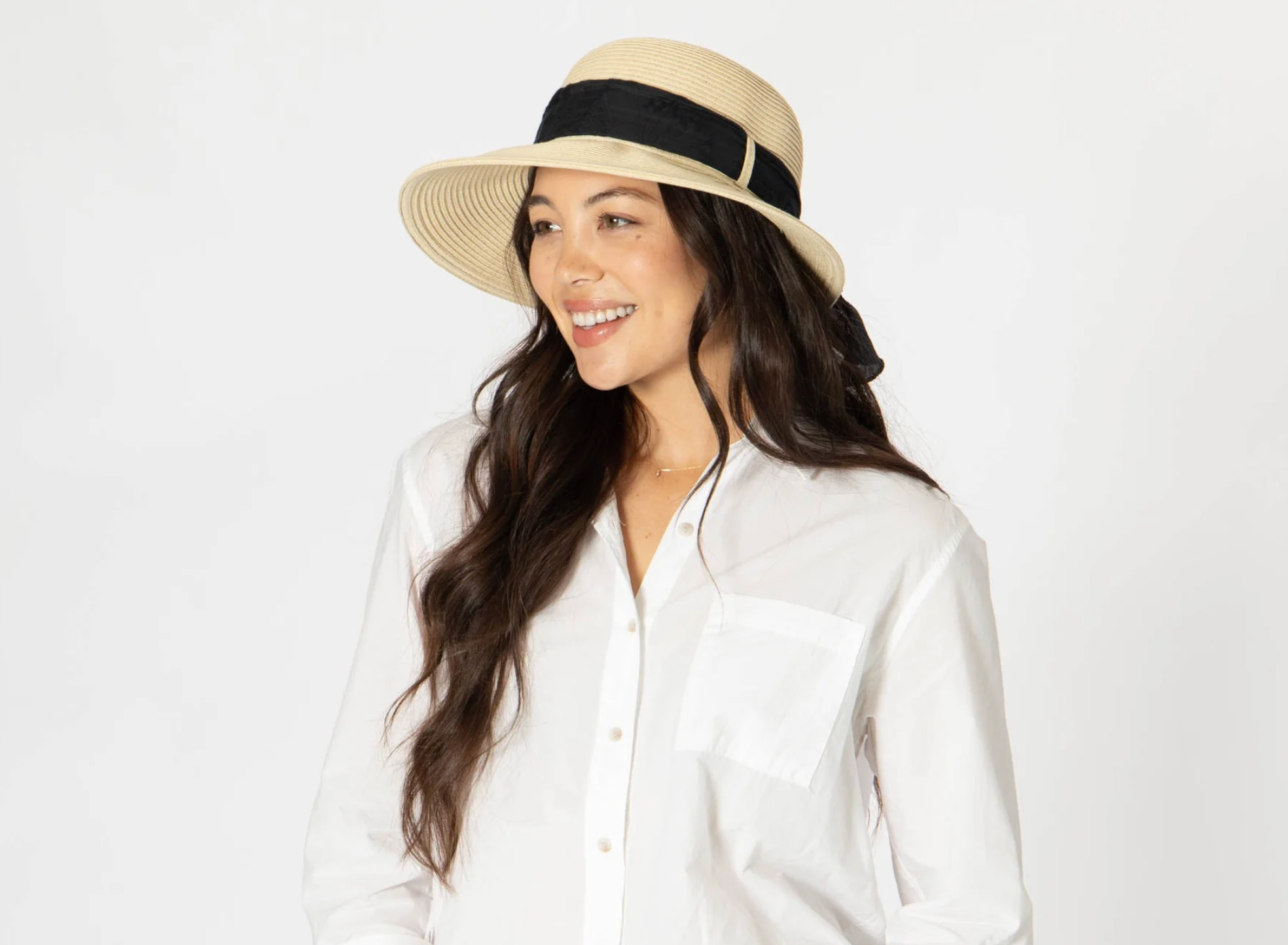 SAN DIEGO HAT COMPANY ULTRA BRAID ROUND CROWN WITH TIED BOW