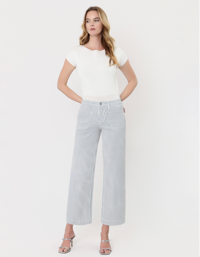 LOVERVET HIGH RISE PATCH POCKET STRIPED PANT