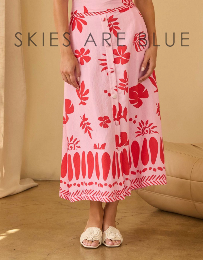 SKIES ARE BLUE LEIGHANN PRINTED MIDI SKIRT