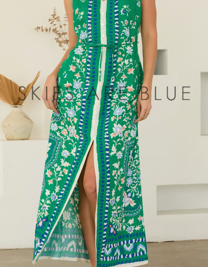 SKIES ARE BLUE DANYELLE FLORAL BORDER MAXI DRESS