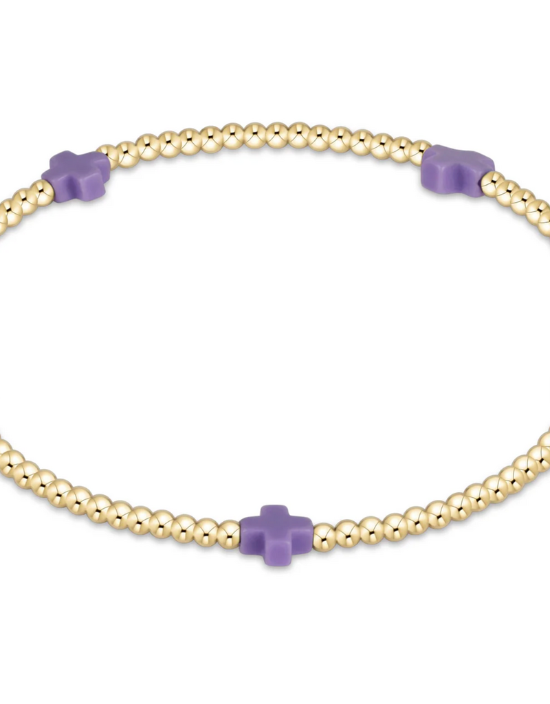ENEWTON egirl Signature Cross Small Gold Pattern 2mm Bead Bracelet - Purple