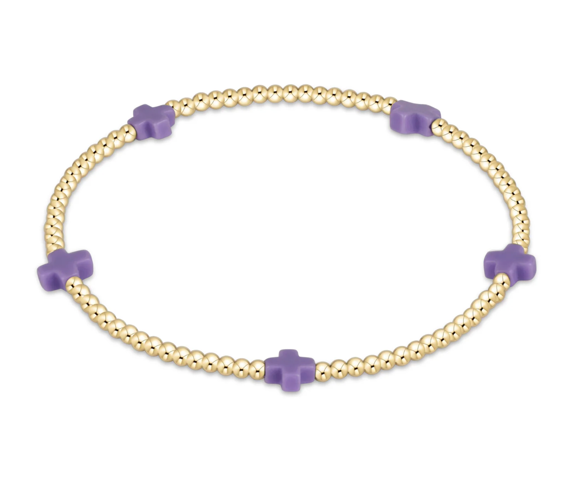 ENEWTON egirl Signature Cross Small Gold Pattern 2mm Bead Bracelet - Purple