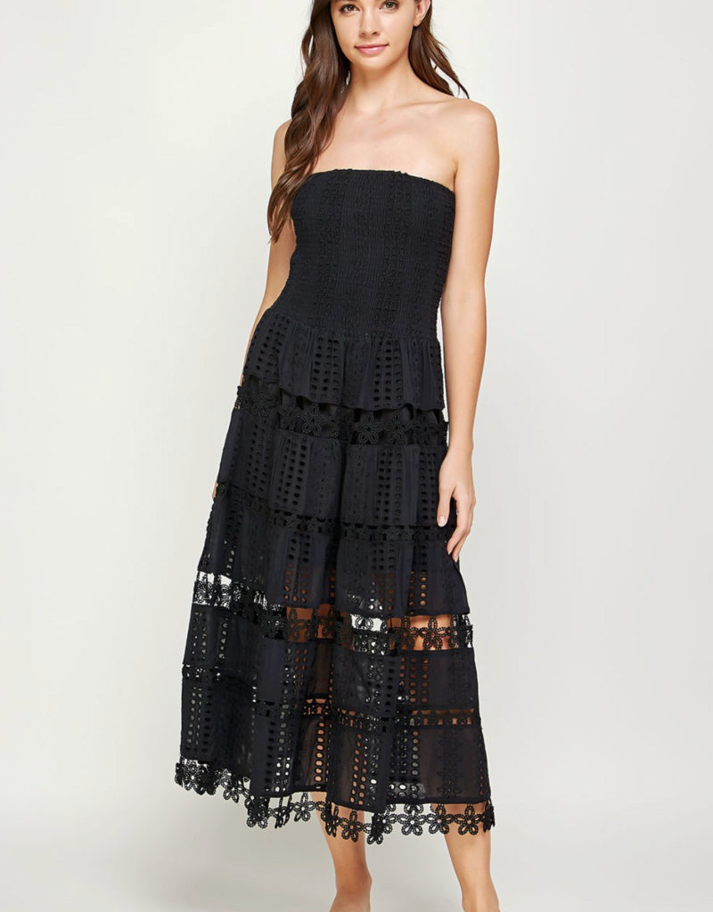 STRUT & BOLT EYELET LACE TUBE DRESS
