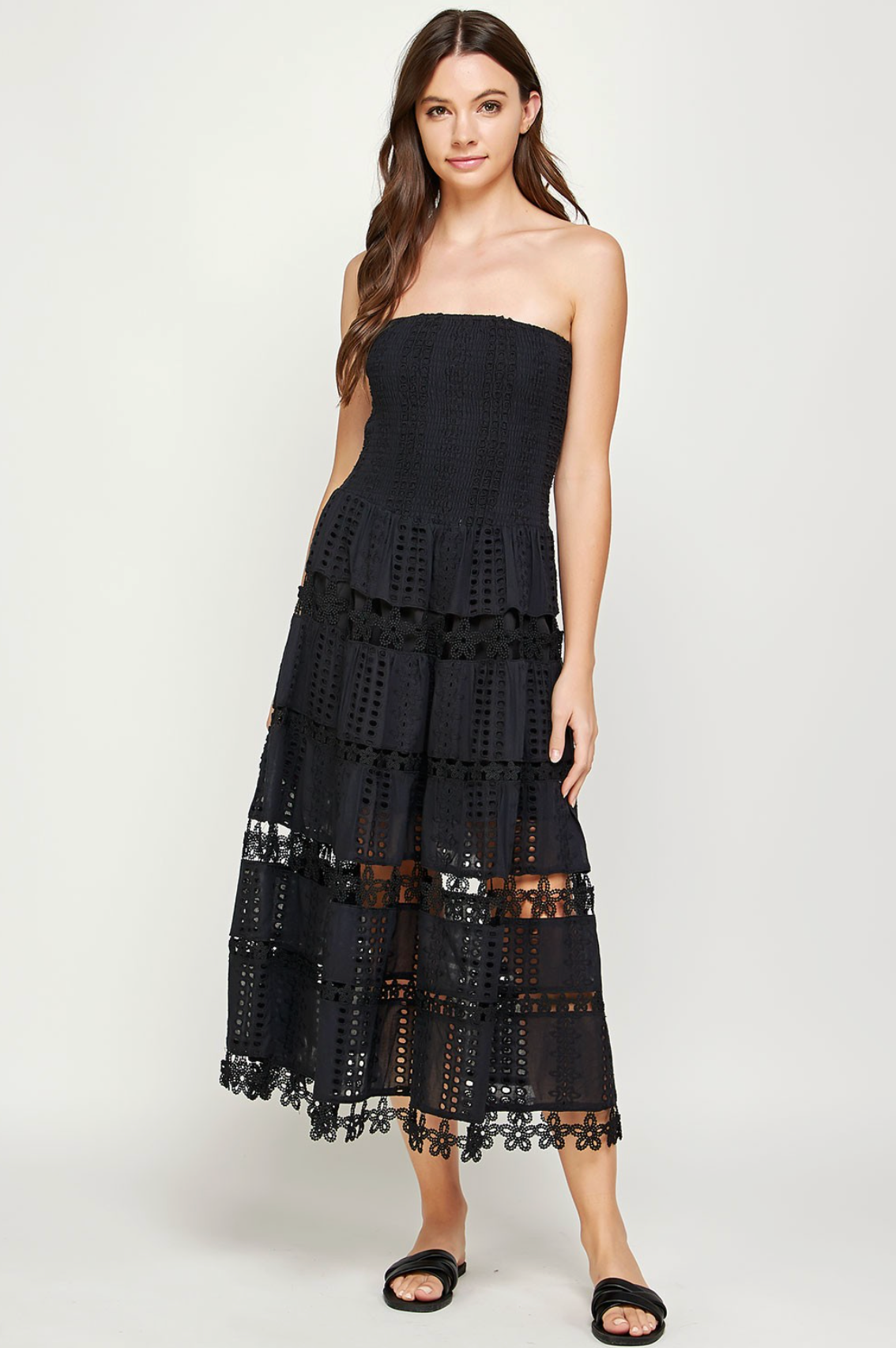 STRUT & BOLT EYELET LACE TUBE DRESS