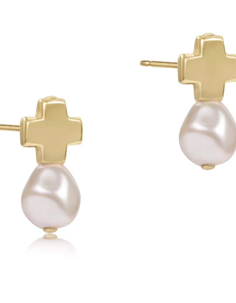 ENEWTON SIGNATURE CROSS GOLD STUD-CLASSIC PEARL