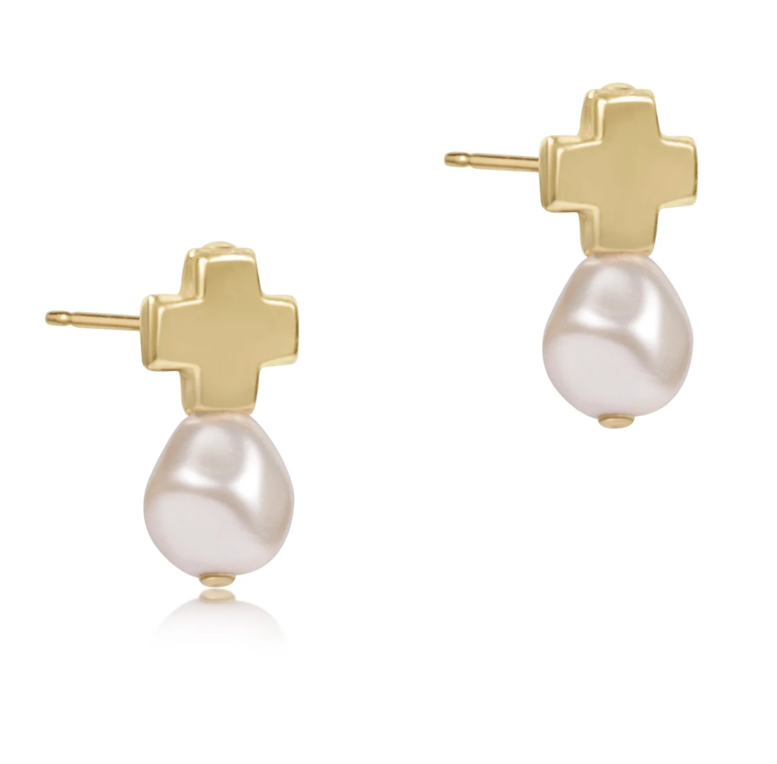 ENEWTON SIGNATURE CROSS GOLD STUD-CLASSIC PEARL