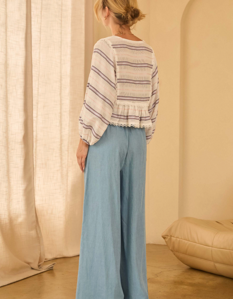 SKIES ARE BLUE BLUE TENCEL PANT WITH TIE