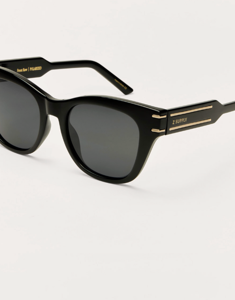 Z SUPPLY FRONT ROW-POLISHED BLACK GRAY POLARIZED SUNNIES