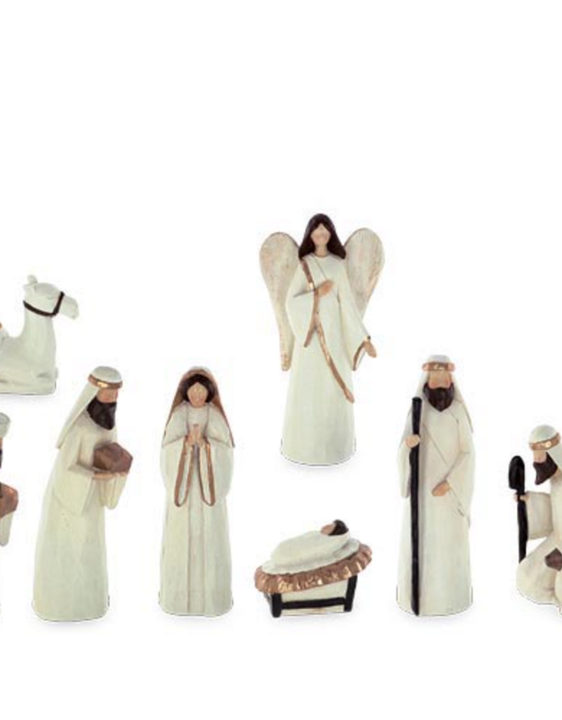 12 PC DISTRESSED NATIVITY SET