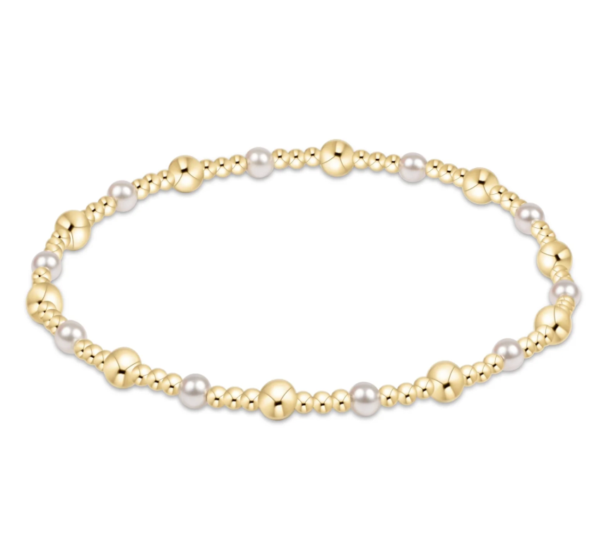ENEWTON classic gold sincerity pattern 4mm bead bracelet - pearl