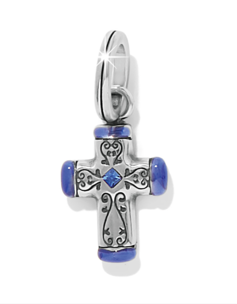 BRIGHTON VENEZIA CROSS CHARM-SILVER B LUE