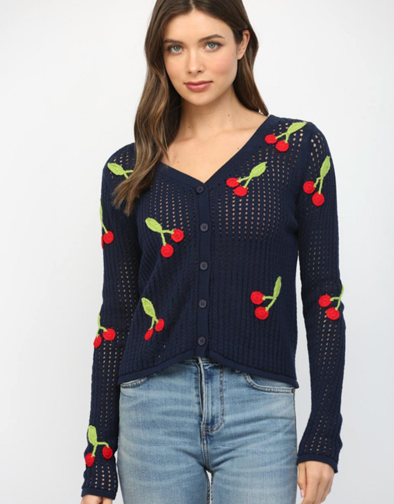FATE CHERRY-O CARDIGAN SWEATER