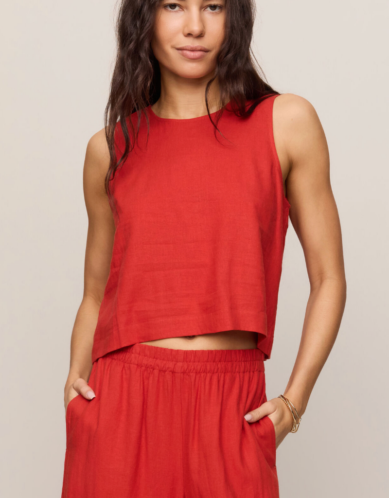Z SUPPLY SLOANE LINEN TOP-CHILI PEPPER