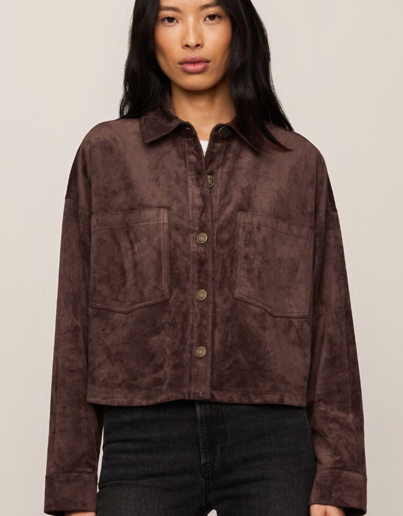 Z SUPPLY ALL DAY CROPPED SUEDE JACKET-DARK CHOCOLATE
