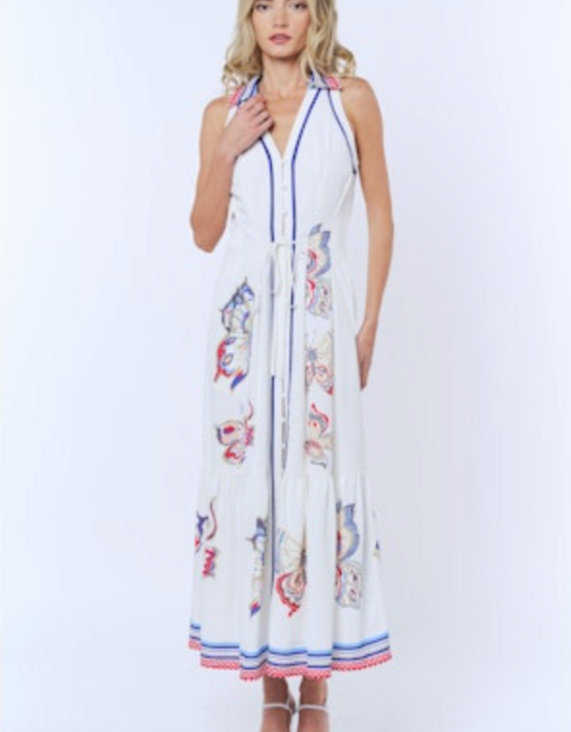 CIEBON NEENA PRINTED BUTTERFLY MAXI DRESS
