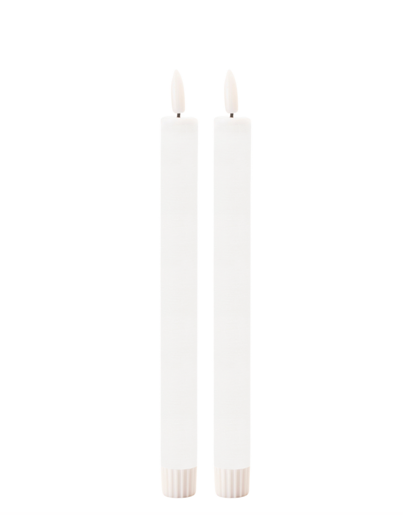 FLICKER FLAME LED TAPER CANDLE-SET/2-white
