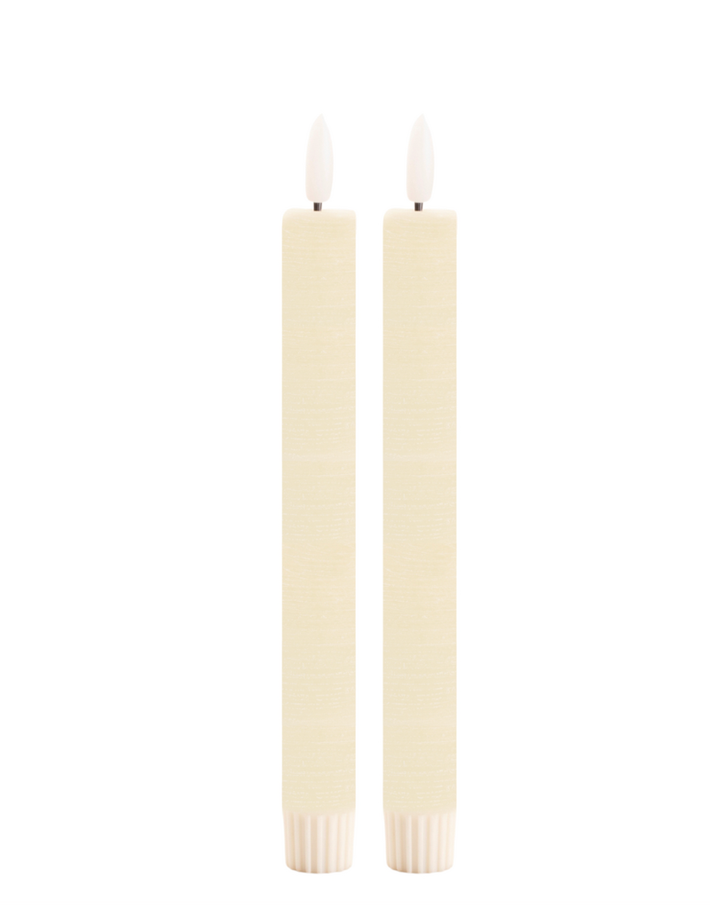 FLICKER FLAME TAPER CANDLES-SET/2-CREAM