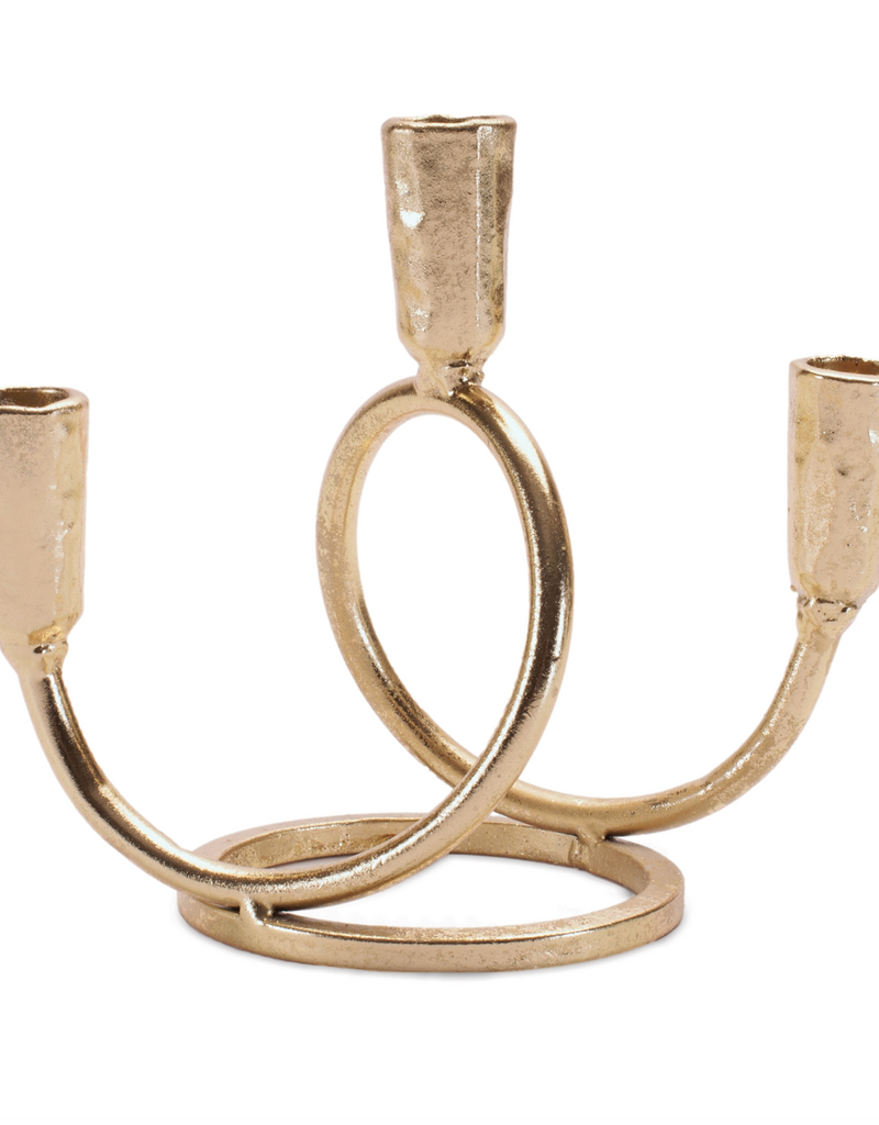 GOLD TRIPLE TAPER CANDLE HOLDER
