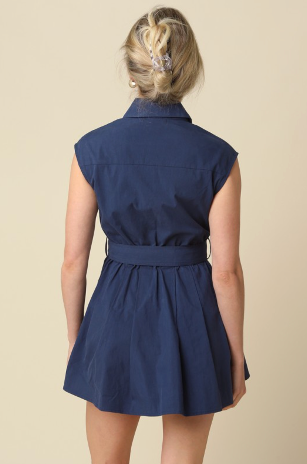 OLIVACEOUS BARTLET SLEEVELESS NAVY DRESS