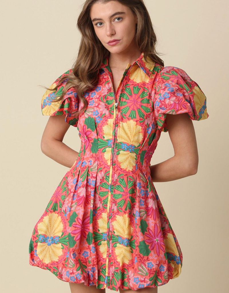 OLIVACEOUS CAMBRIA DRESS-NEW PINK/MULTI