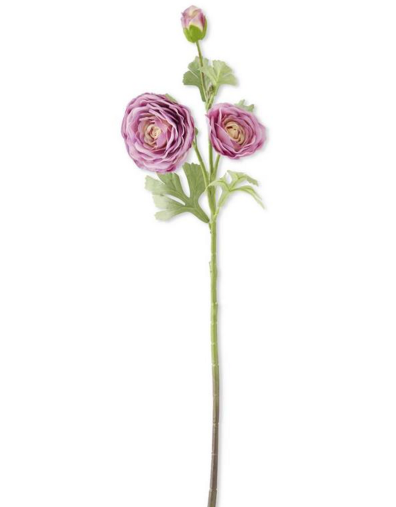 REAL TOUCH TRIPLE BLOOM RANUNCULUS STEM-PURPLE 25 INCH