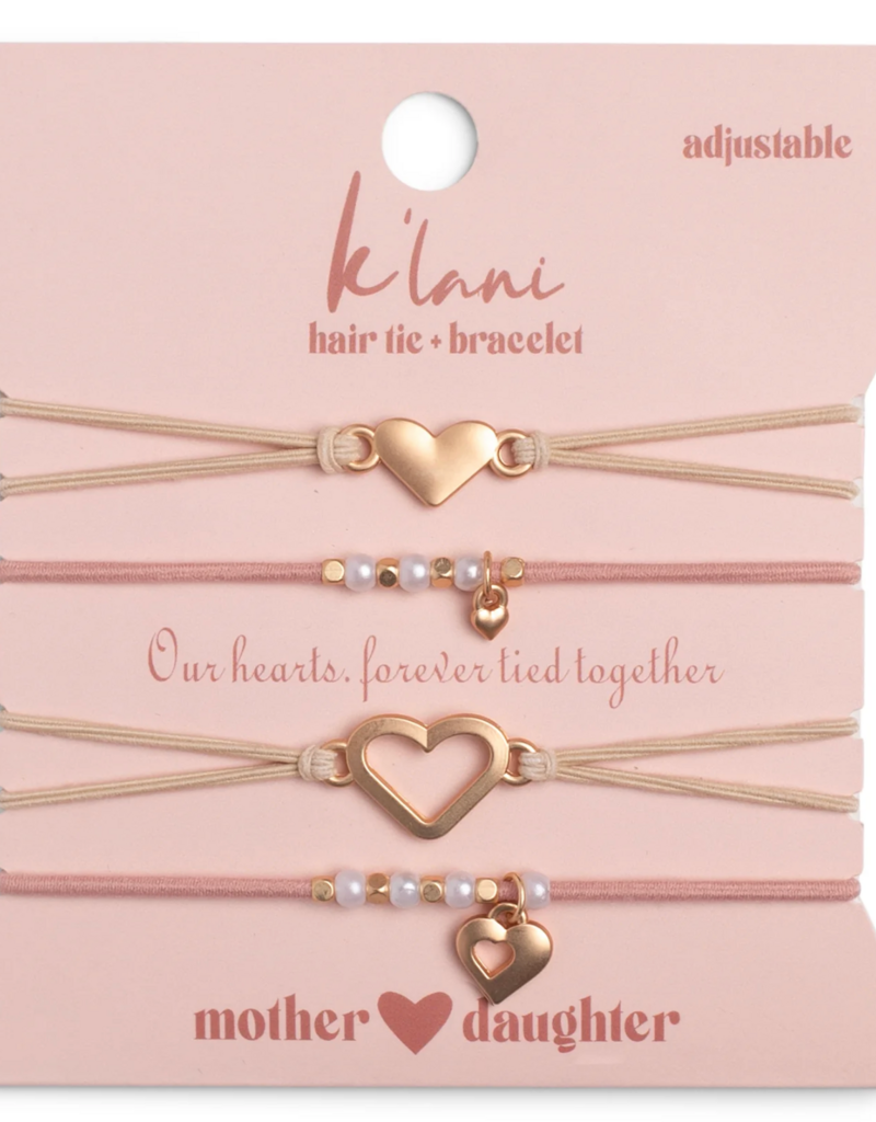 K'LANI MOTHER/DAUGHTER ADJUSTABLE HAIR TIE BRACELET SET