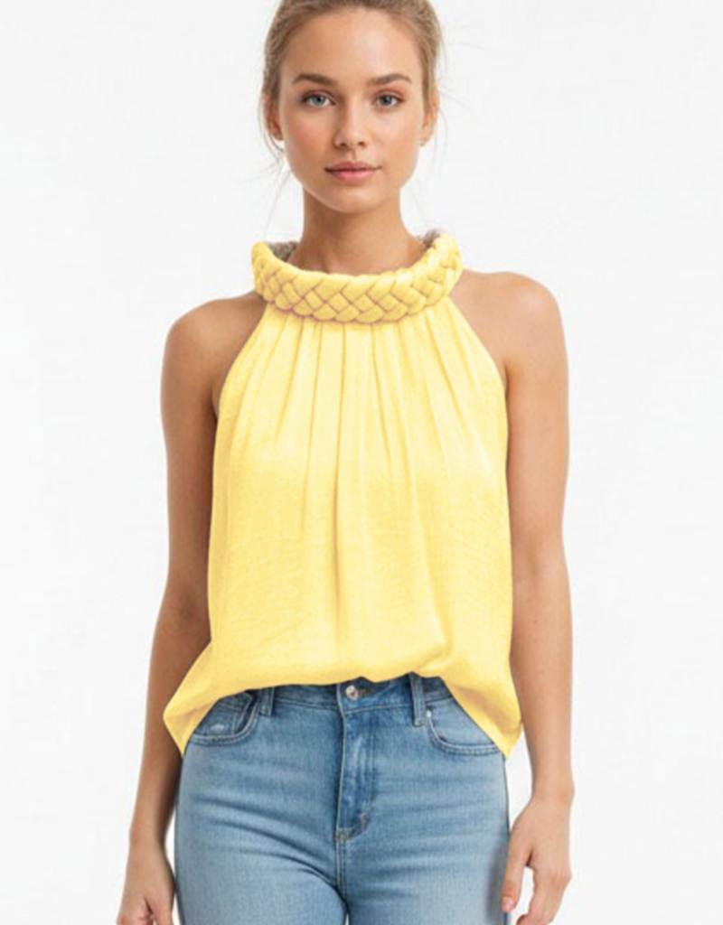 NAKED ZEBRA SLEEVELESS BRAID TOP