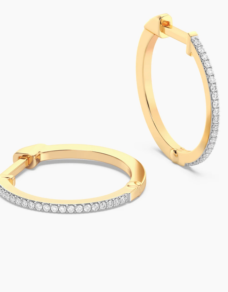 ELLA STEIN WATERPROOF CLASSIC PAVE DIAMOND HUGGIE EARRINGS