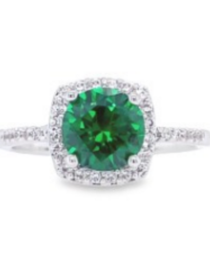 RS COVENANT RINGS EMERALD HALO RING
