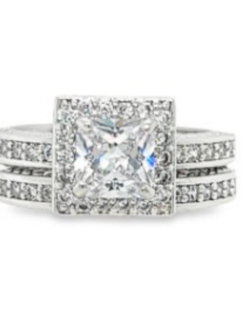 RS COVENANT RINGS PRINCESS HALO 2-PC SET