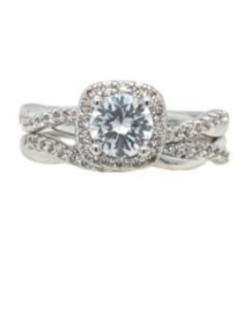 RS COVENANT RINGS ROUND SOLITAIRE WITH HALO & TWIST ACCENT RING