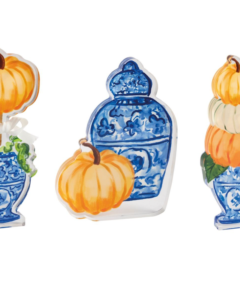 MUD PIE PUMPKIN TOPIARY ACRYLIC SITTERS