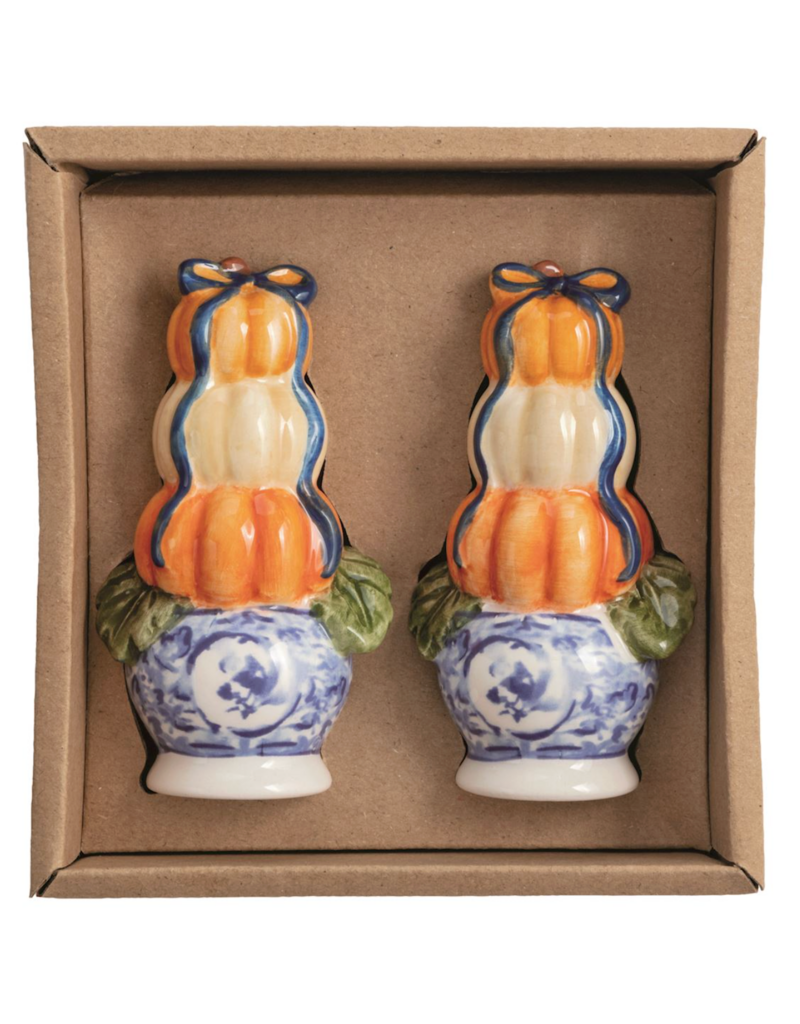 MUD PIE PUMPKIN TOPIARY SALT & PEPPER SET