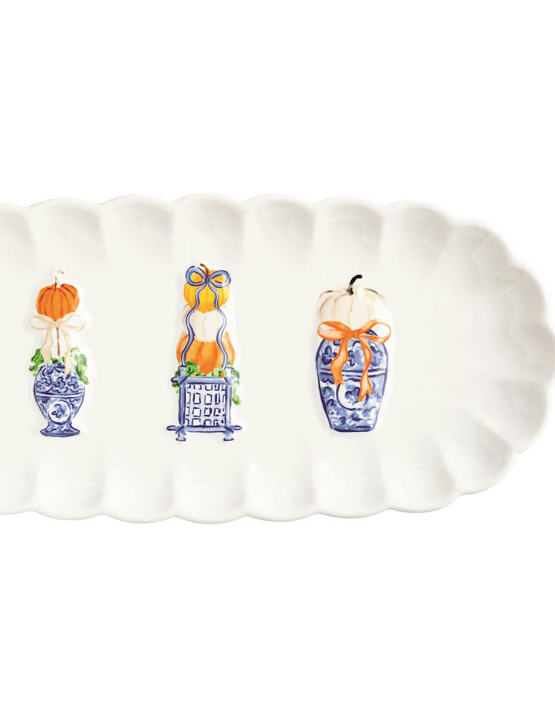 MUD PIE PUMPKIN TOPIARY TRAY & TOOTHPICK SET