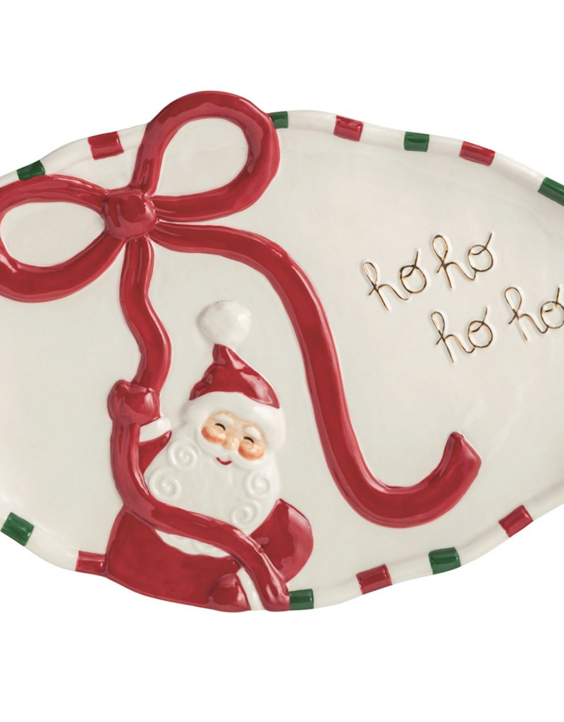 MUD PIE HANGING BOW SANTA PLATTER