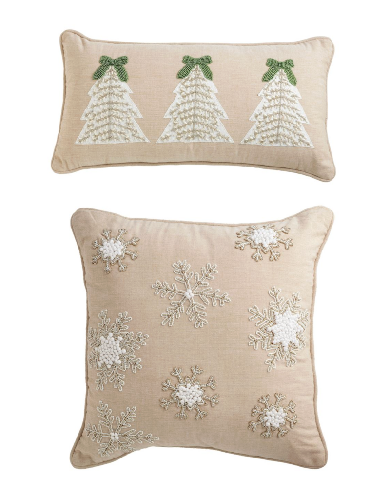 MUD PIE WHITE CHRISTMAS BEADED PILLOWS