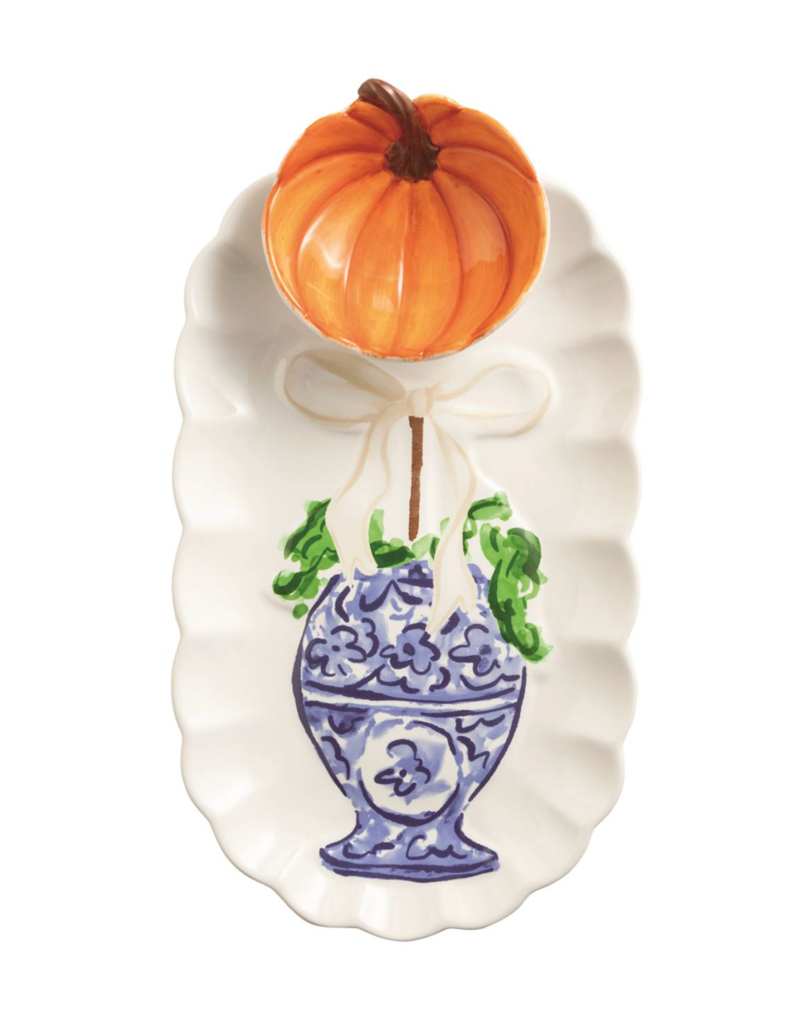 MUD PIE PUMPIN TOPIARY TRAY & TIDBIT SET