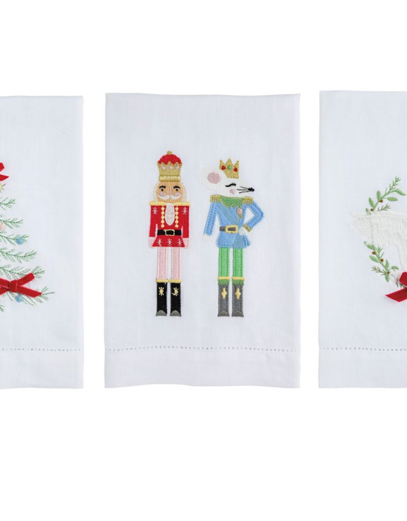 MUD PIE NUTCRACKER EMBROIDERED TOWELS