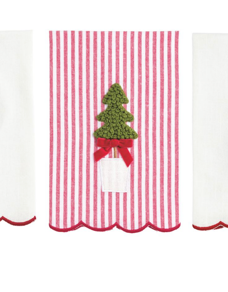 MUD PIE CHRISTMAS TREE TOPIARY TOWELS