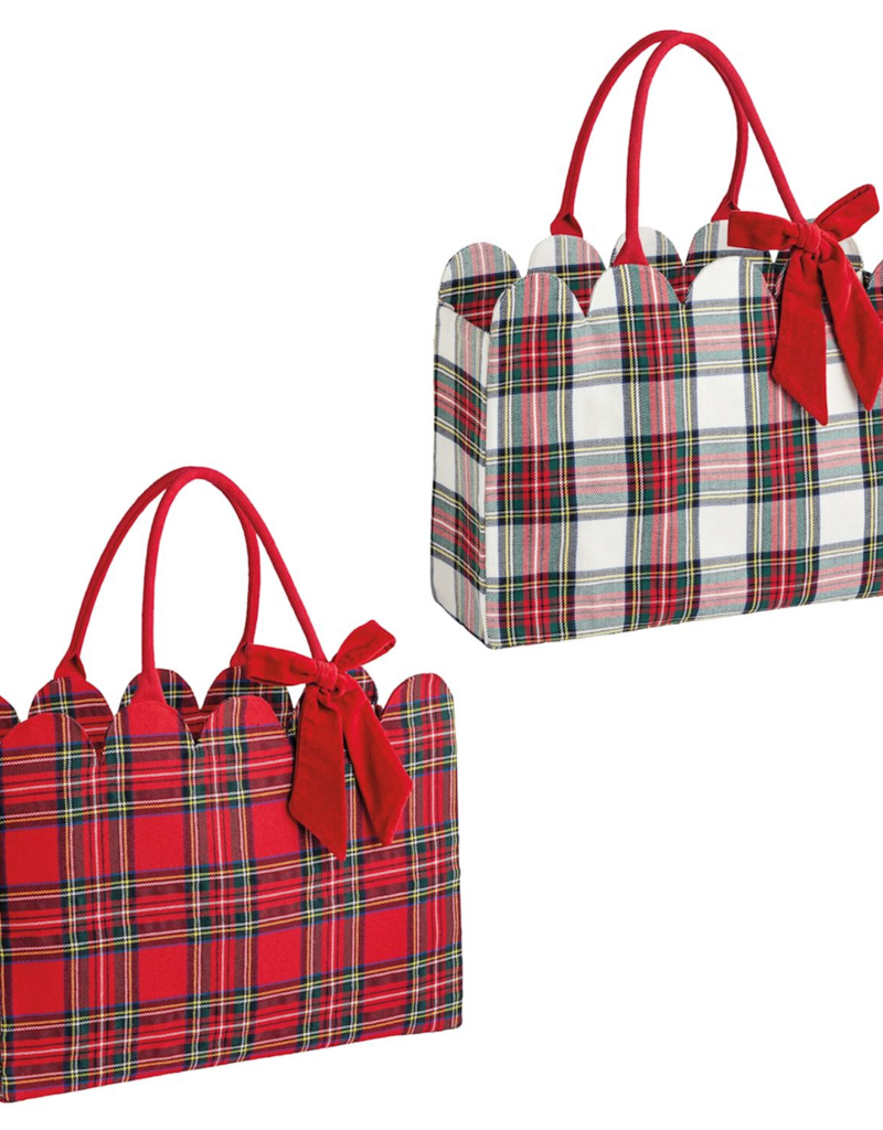 MUD PIE TARTAN SCALLOP TOTES