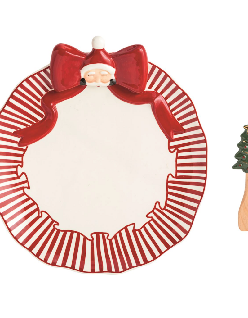 MUD PIE SANTA BOW COOKIE PLATE SET