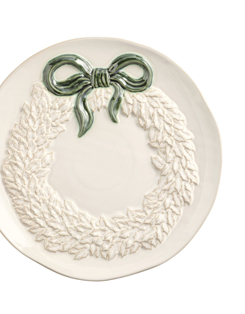 MUD PIE WHITE WREATH COOKIE PLATE SET