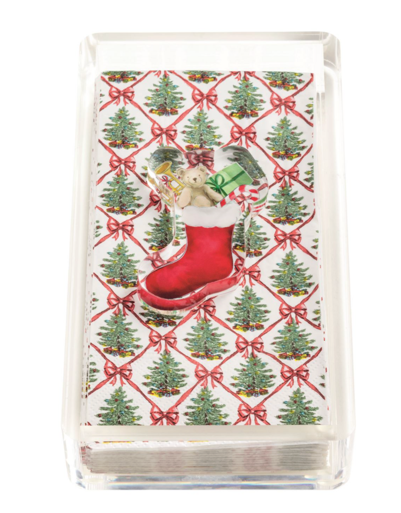 MUD PIE STOCKING GUEST TOWEL & CADDY SET