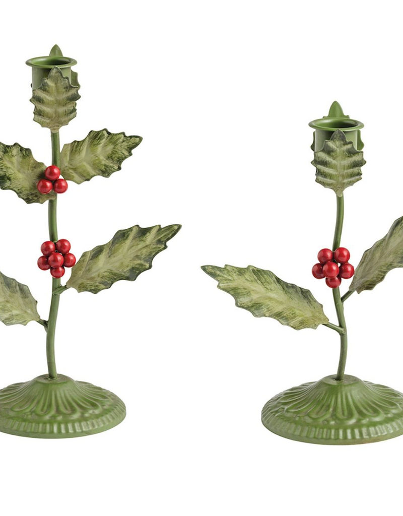 MUD PIE HOLLY CANDLESTICK HOLDERS
