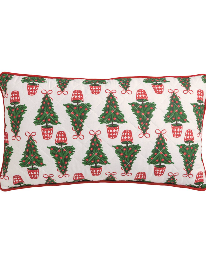 MUD PIE TREE BLOCK PRINT QUILTED PILLOW
