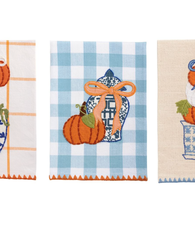 MUD PIE PUMPKIN APPLIQUE TOPIARY TOWELS
